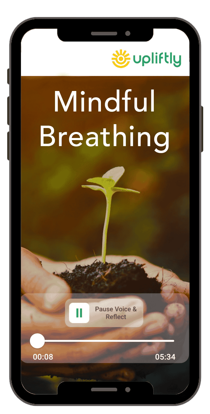 Screen of a Mobile app for audio meditation tool for mindful breathing